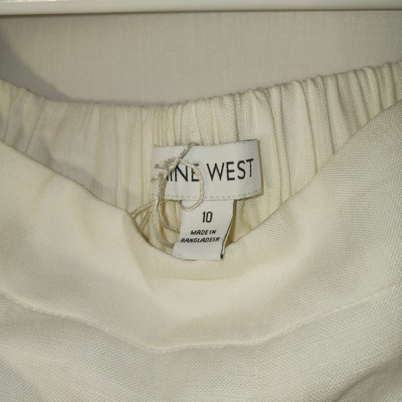NWT 9 Nine West White Linen Lined Pants Crisp Size 10 Back Elastic Waist Band - Picture 10 of 11